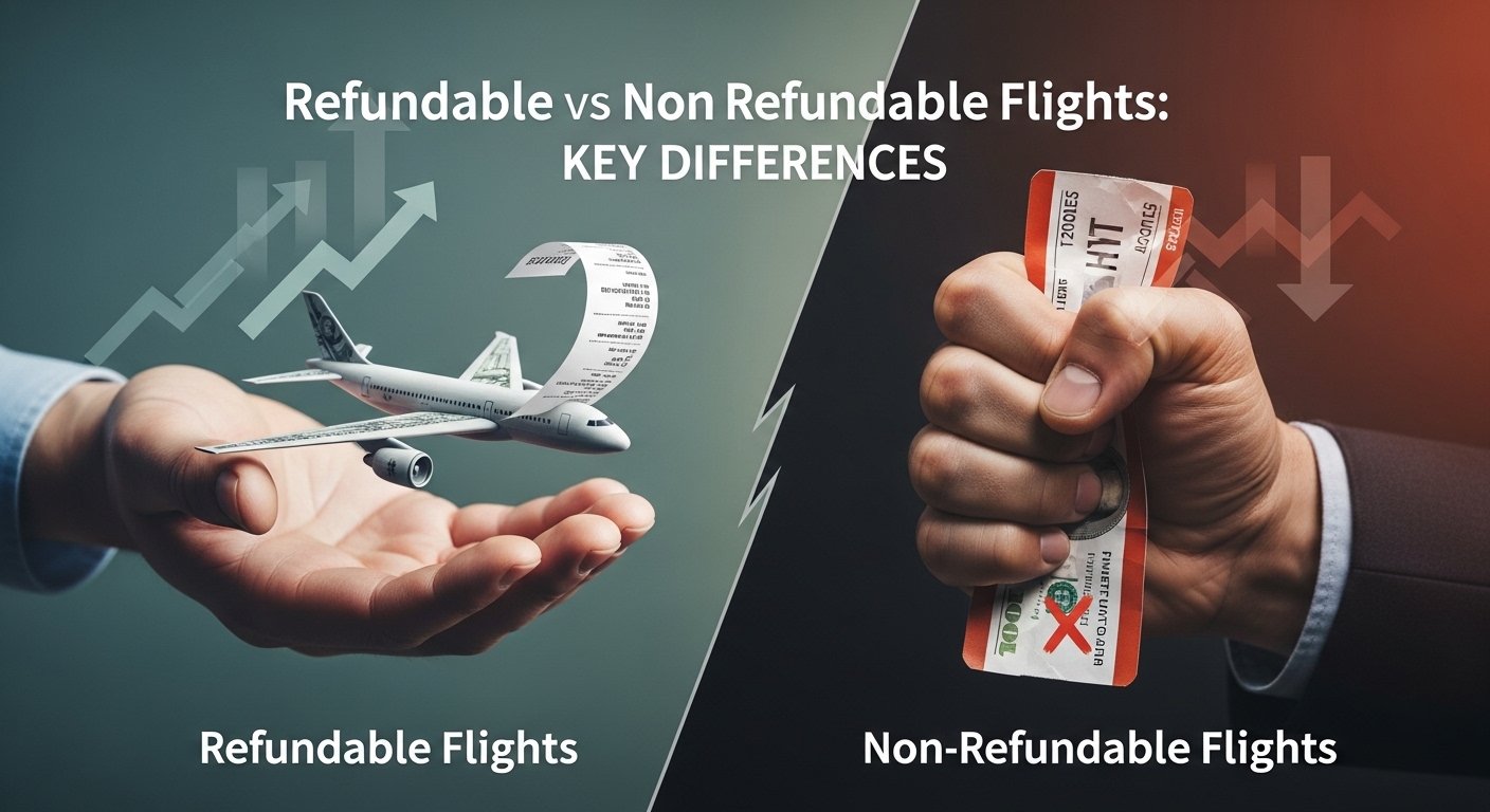 Refundable vs non refundable flights comparison chart showing cancellation policy and ticket flexibility differences