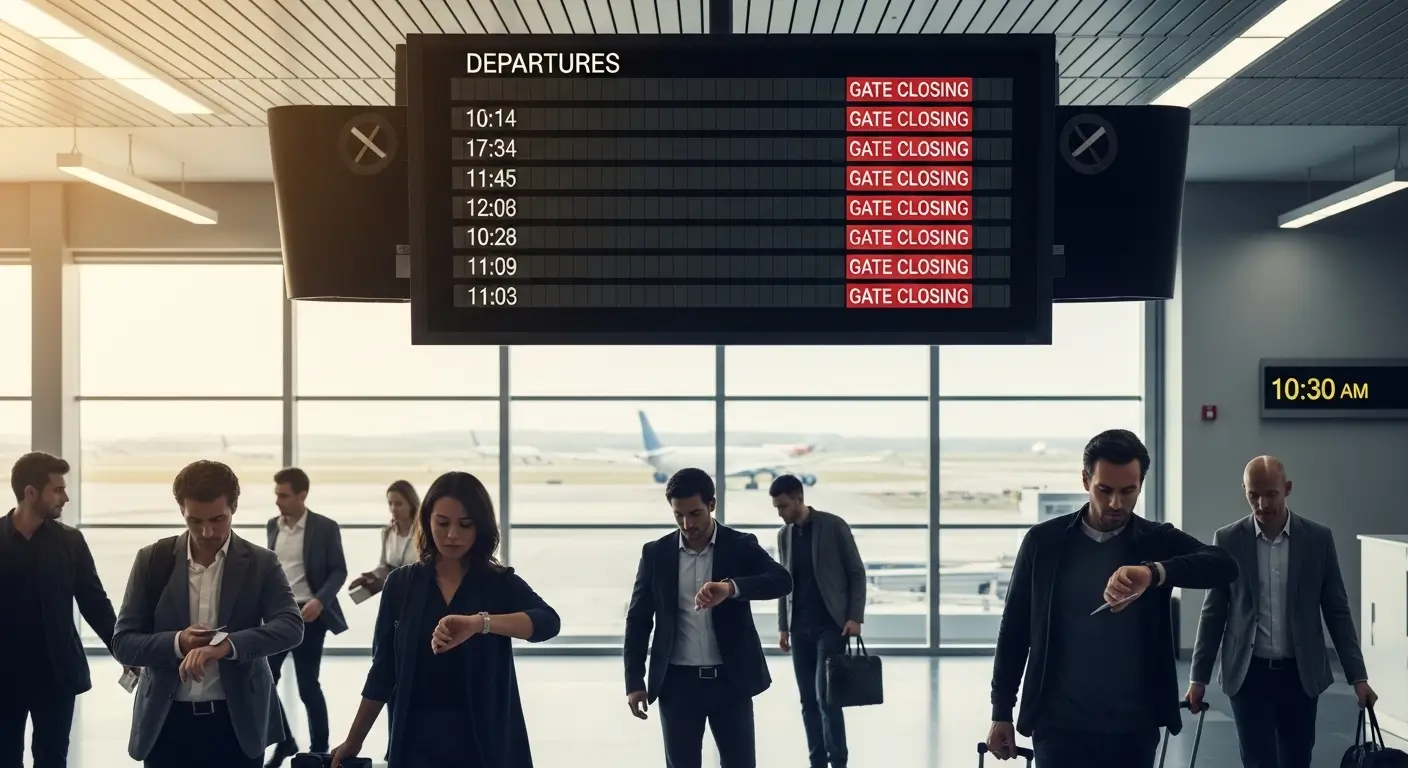 Boarding gate closes before flight