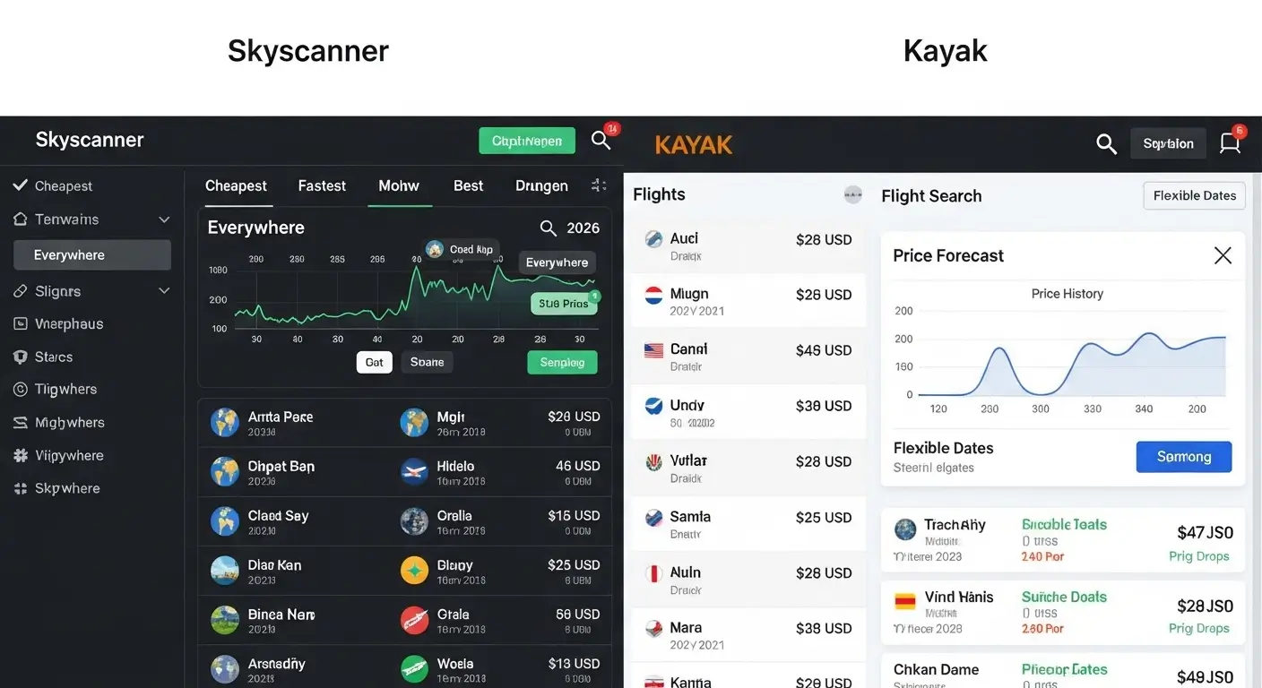 Skyscanner vs Kayak Flight