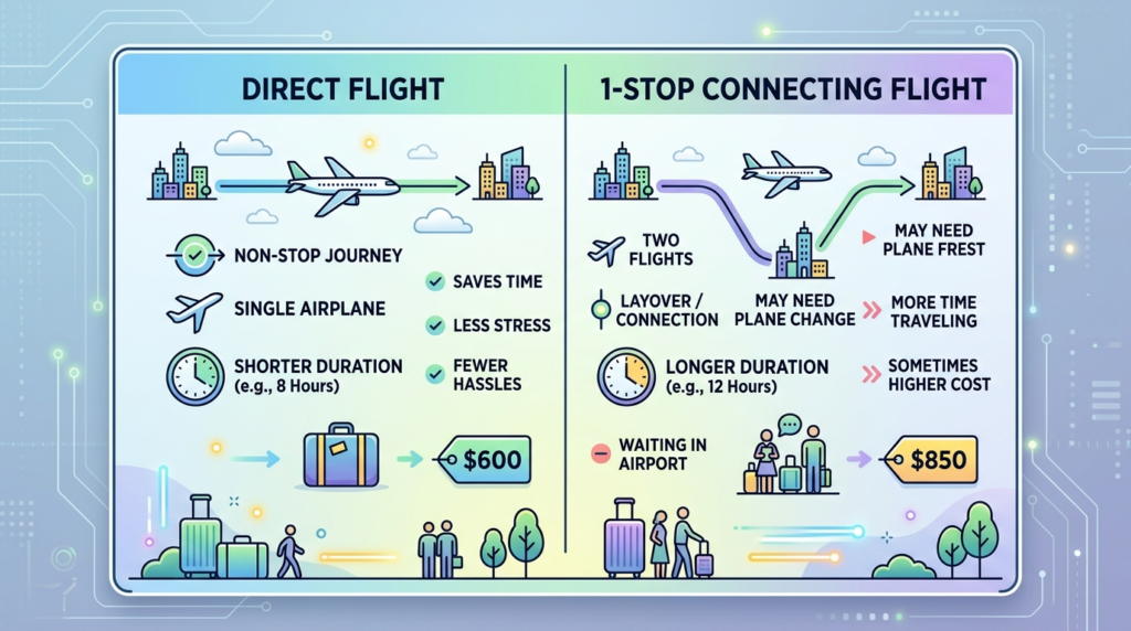Compare Direct vs. 1 Stop Sometimes Connecting Flights Cost More